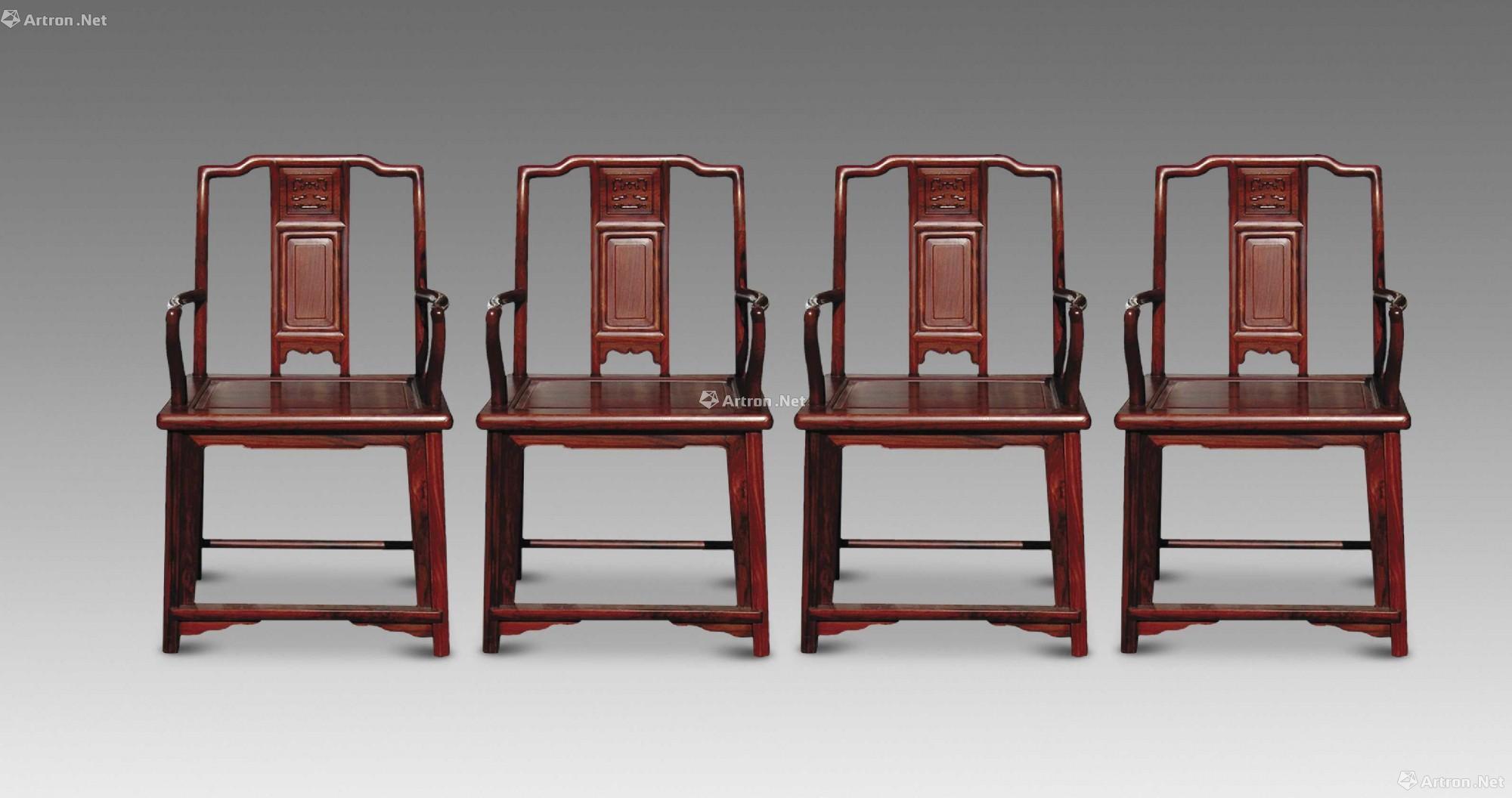 酸枝木南官帽椅四把 古典家具的艺术与投资价值