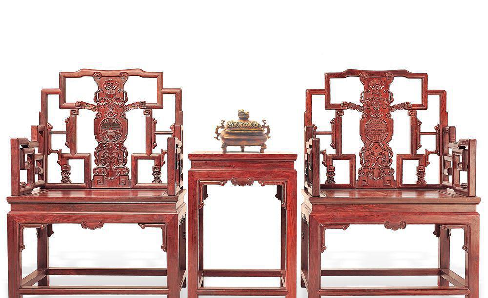 仙游红木家具厂家-定制红木家具-明清古典家具-福寿太师椅三件